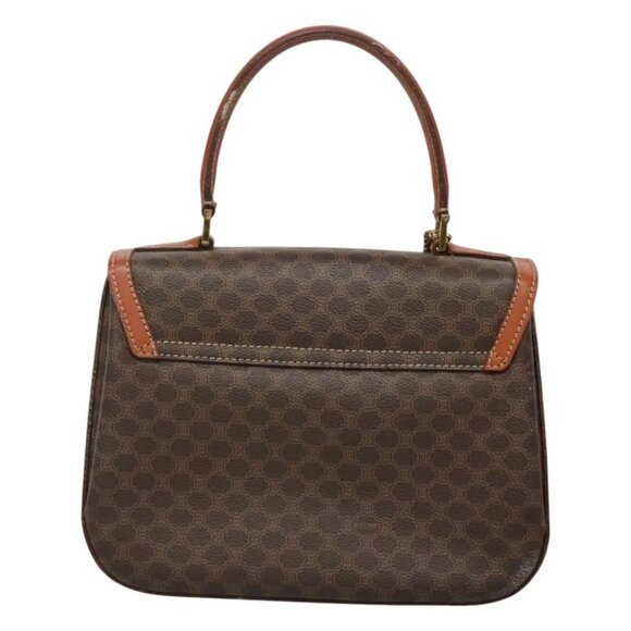 CELINE Macadam Canvas Hand Bag PVC Leather Brown Gold - Picture 2 of 15